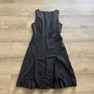 J Crew 365 Dress Womens 2 Black Sleeveless Wool Blend Midi Pleated Fit Flare